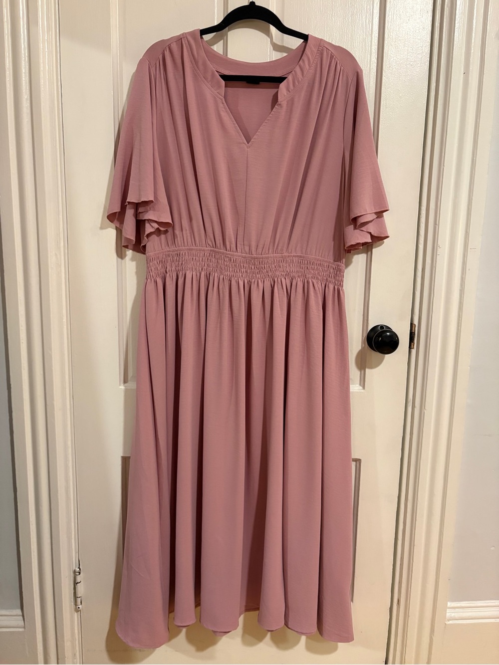 CICIDUDU Mauve Flutter Sleeve Dress
